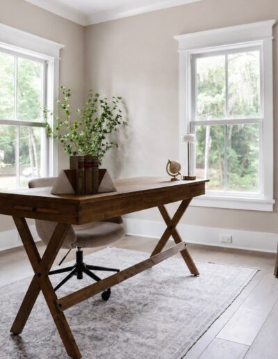Home office at 4 Harborview Circle featuring hardwood floors, large windows, and a bright workspace with Lowcountry charm