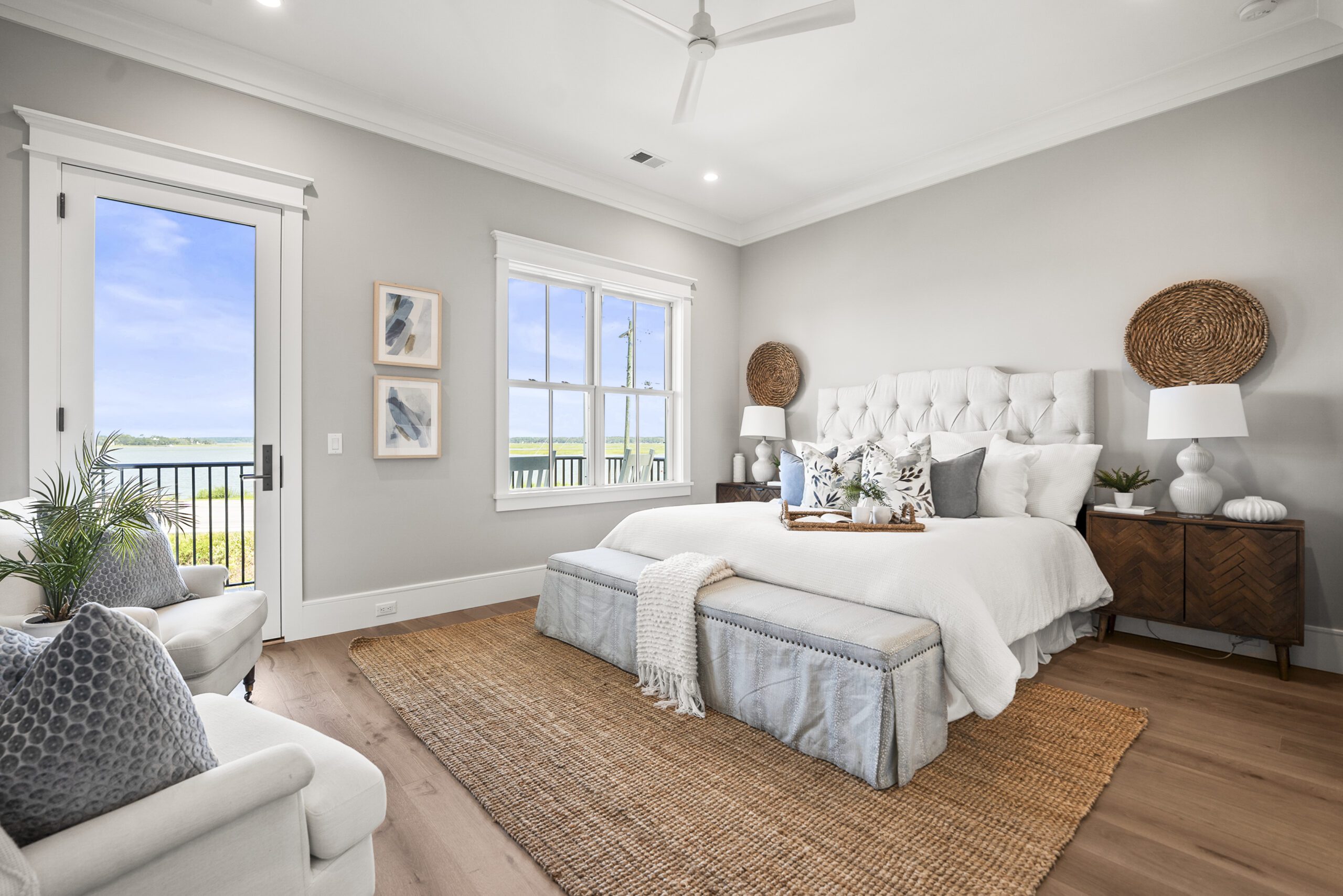 Whitehall Point Townhome Interior - Beaufort SC Luxury townhome interior at Whitehall Point in Beaufort, South Carolina, featuring an open-concept living space, hardwood floors, natural light, and custom craftsmanship by Allen Patterson Builders.