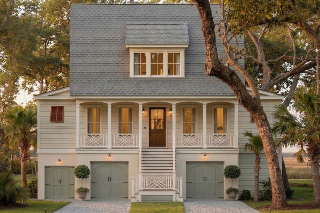 Luxury custom home at 76 Old Oyster Factory Road in Habersham, Beaufort SC with marsh views and classic Lowcountry architecture