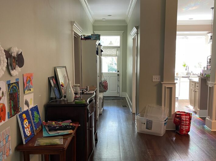 Original hallway in Habersham, SC home prior to renovation by Allen Patterson Builders, showing the space later transformed as part of the kitchen and adjoining living area renovation.